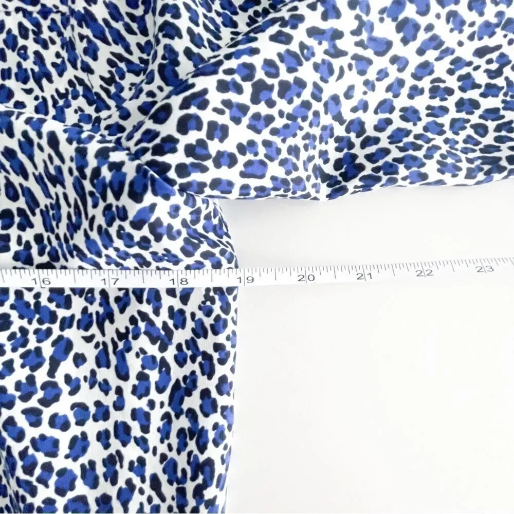 Juicy Couture Blouse Blue Black Leopard Women's M Button Up Long Sleeve Top - Picture 6 of 9
